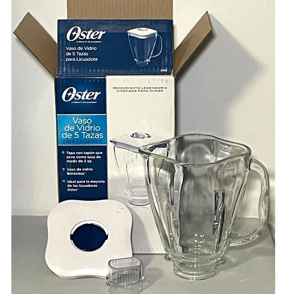 Oster 4918 5-Cup Boroclass Glass Blender Jar Lid Cap NIB Original Box